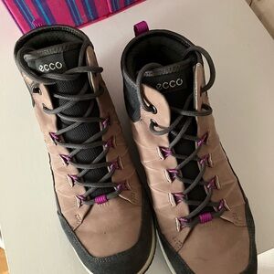 Ecco Hiking Boots - Brown and Black with Purple Accents